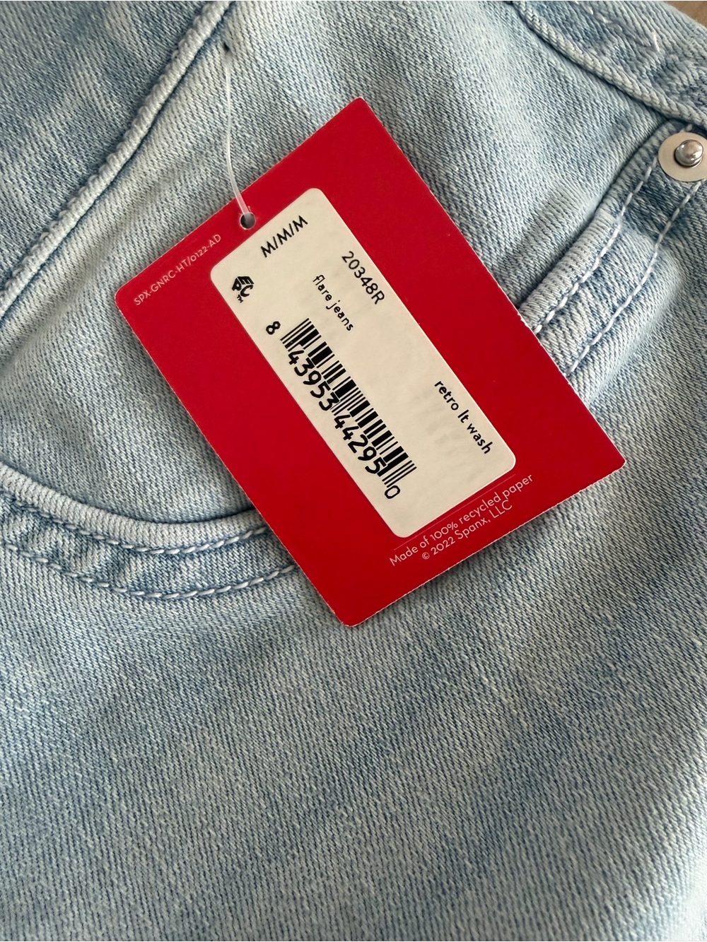 Spanx Slimming Flare High Rise Jeans Retro It Light Wash Size Medium NWT - Picture 5 of 7